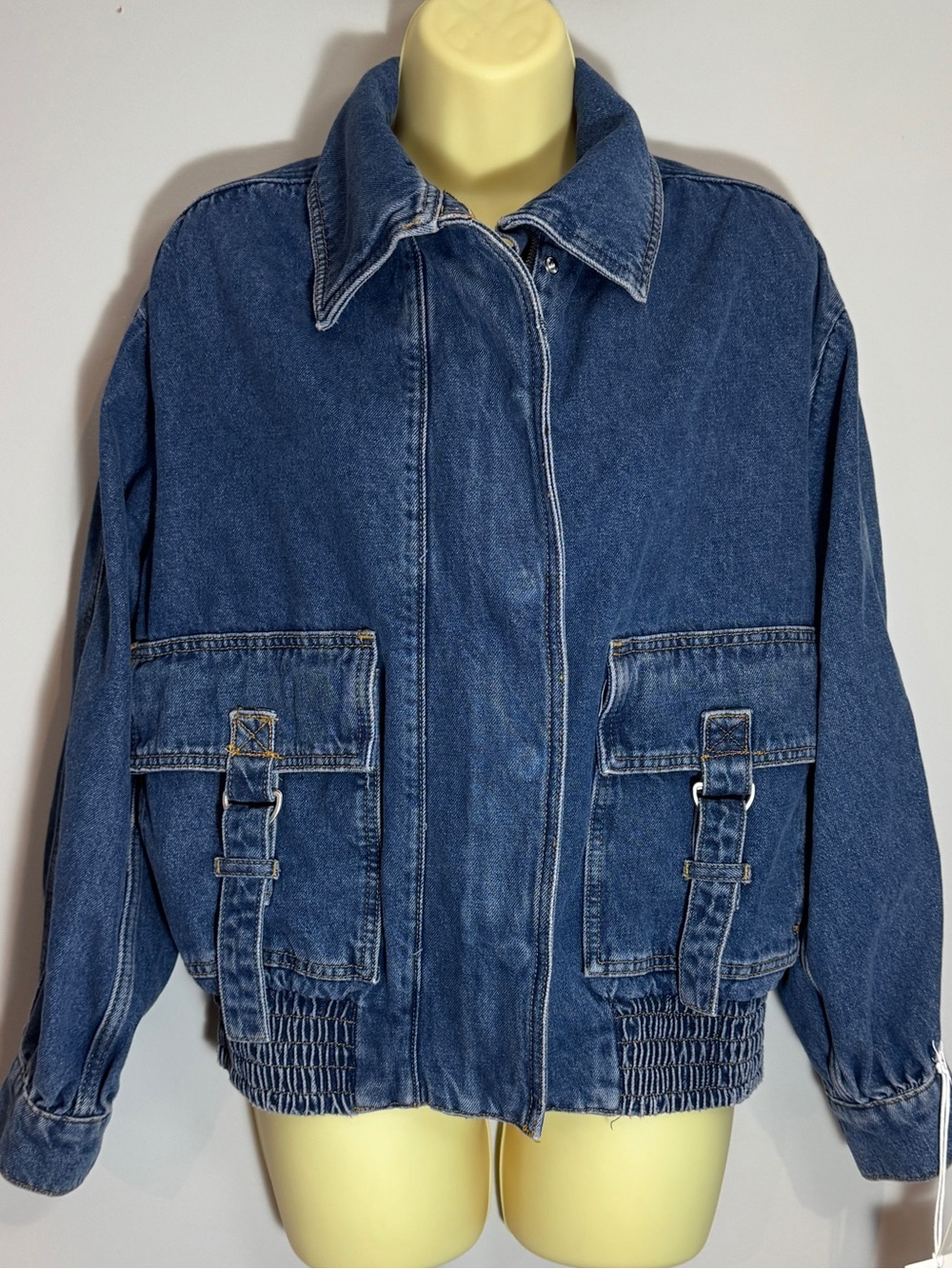 Anthropologie Pilcro Utility Denim Bomber Jacket Oversized Women’s XS NWT - Picture 2 of 15